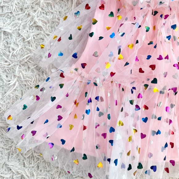 Pink tulle tiered heart dress - Picture 3 of 6